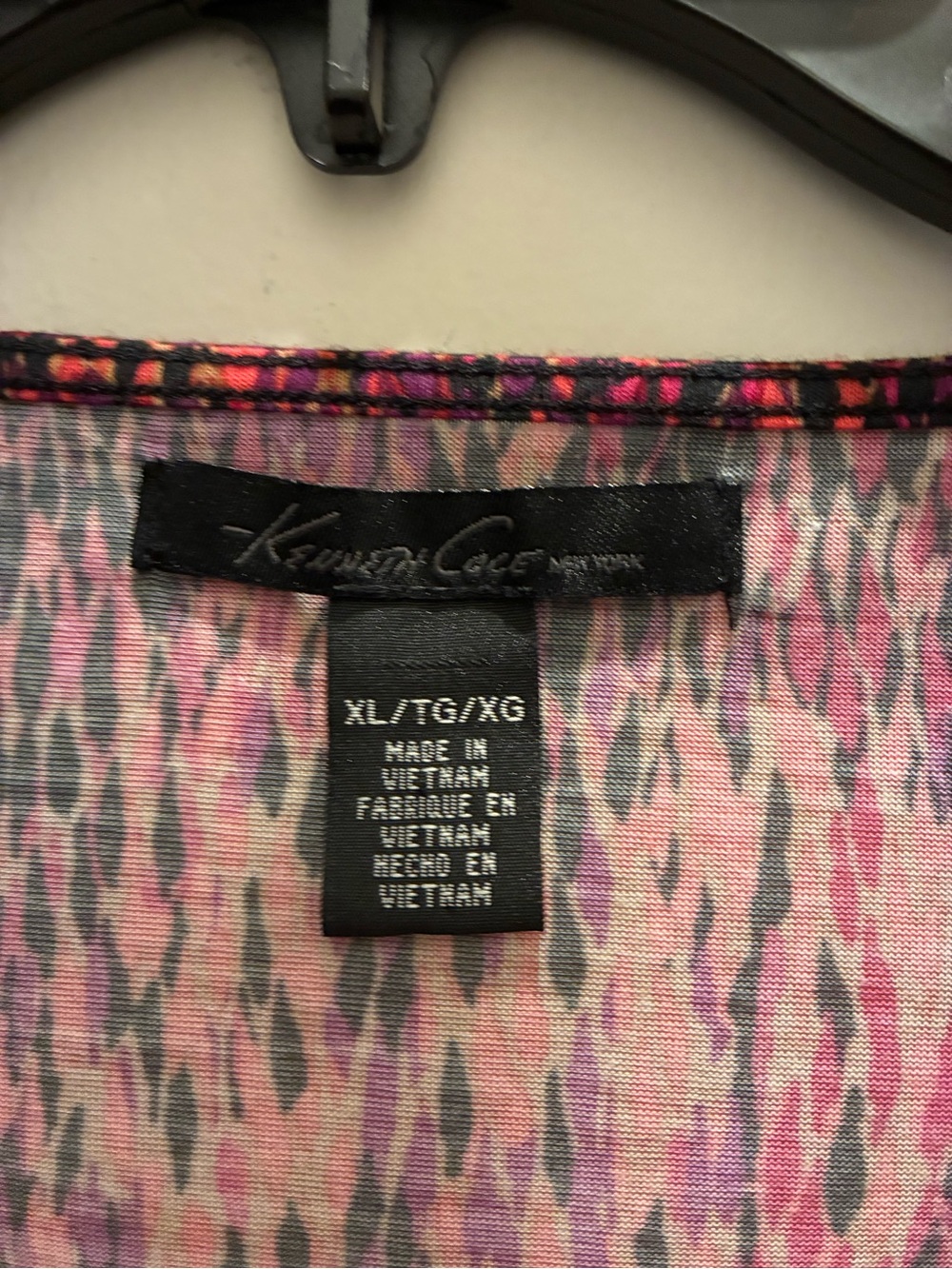 Kenneth Cole New York Draped Cowl Neck Short Sleeve Top - Pink Multi - Picture 3 of 3